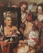 STROZZI, Bernardo Old Woman at the Mirror Sweden oil painting reproduction